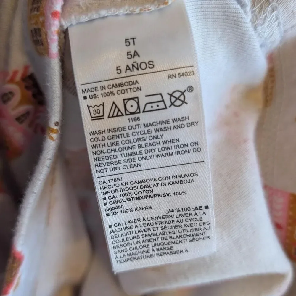 Old Navy Girls Size 5T Gray Pink Gingerbread Village Long Sleeve Cotton Pajamas